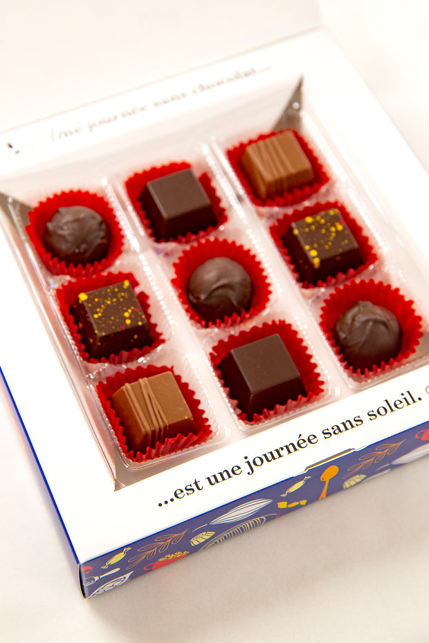 Gift box of 9 chocolate bonbons