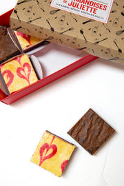 La boite de 3 brownies Red Velvet et 3 brownies Intenses