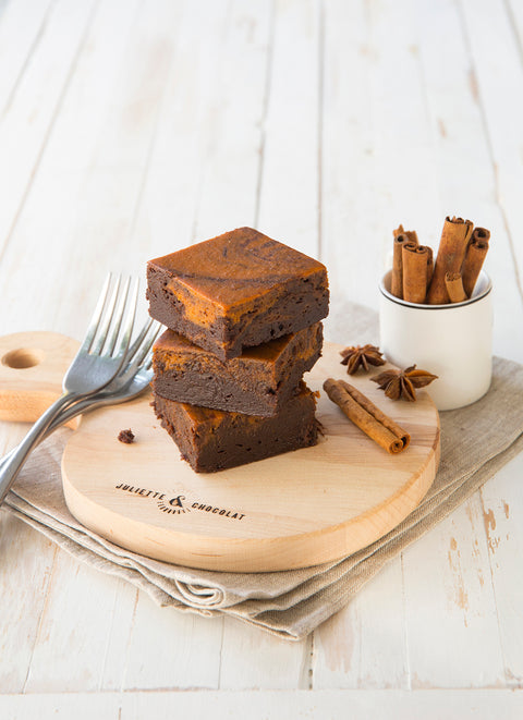 Le coffret de 3 brownies Citrouille et 3 brownies Intenses