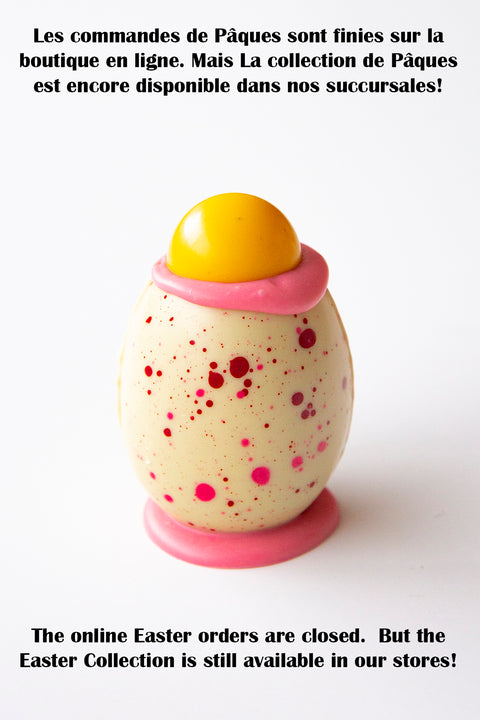 Oeuf à la coque fourré au praliné framboise (120g)