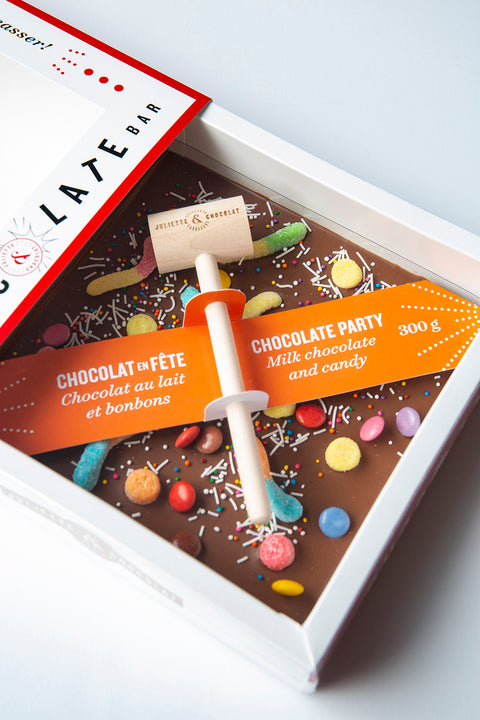 Grande tablette à casser - Chocolat en fête (chocolat au lait et bonbons)