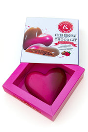 Praline and raspberry heart in a sliding box 