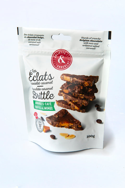 Chocolate-caramel brittle: coffee and almonds 
