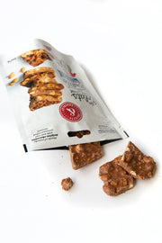 Chocolate-caramel brittle: salted peanuts 