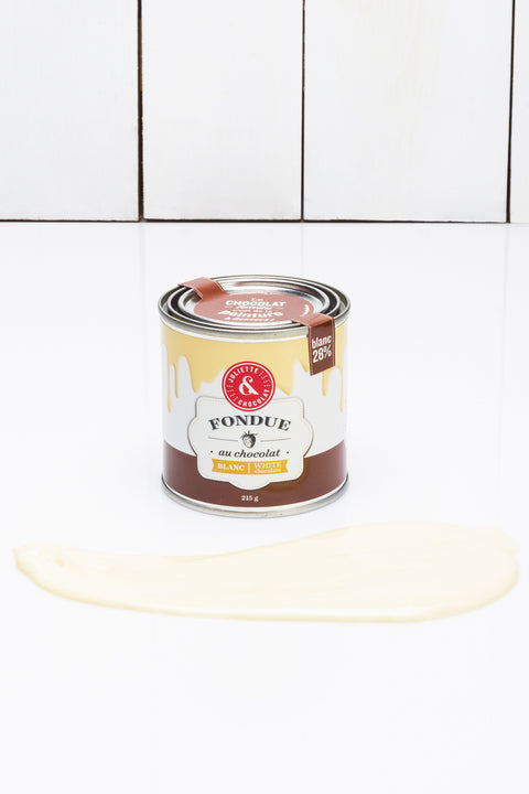 Fondue au chocolat blanc 28% par Juliette & Chocolat