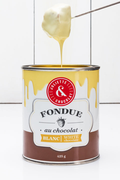 Fondue au chocolat blanc 28% par Juliette & Chocolat