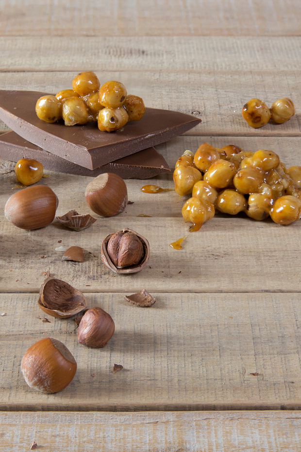 The milk chocolate bar with crunchy hazelnut bits