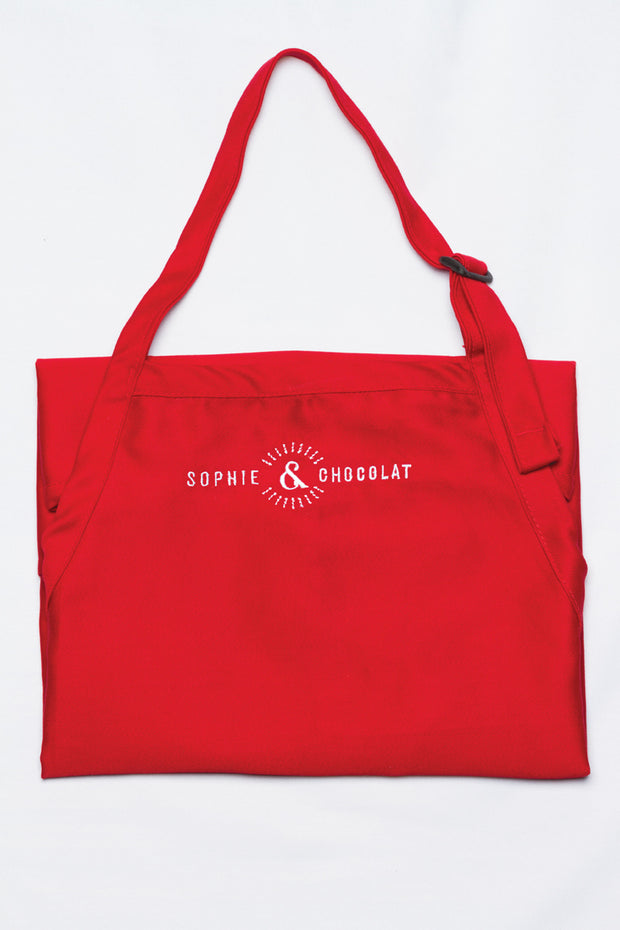 Tablier rouge personnalisé Juliette & Chocolat
