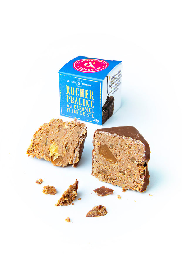 Rocher croustillant praliné au caramel fleur de sel