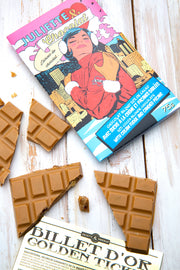 Chocolate bar with cream fudge and candied pecans