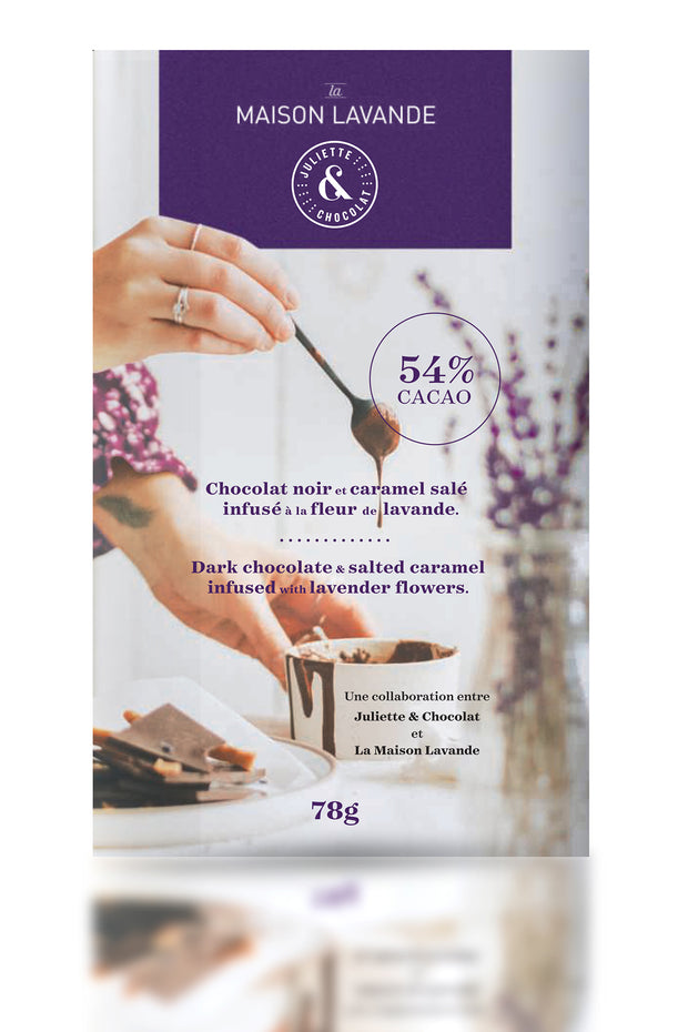 Dark chocolate & salted caramel infused with lavender flowers